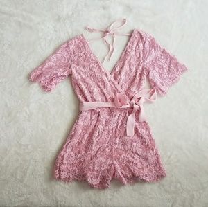 Francesca's Pink Lace Romper